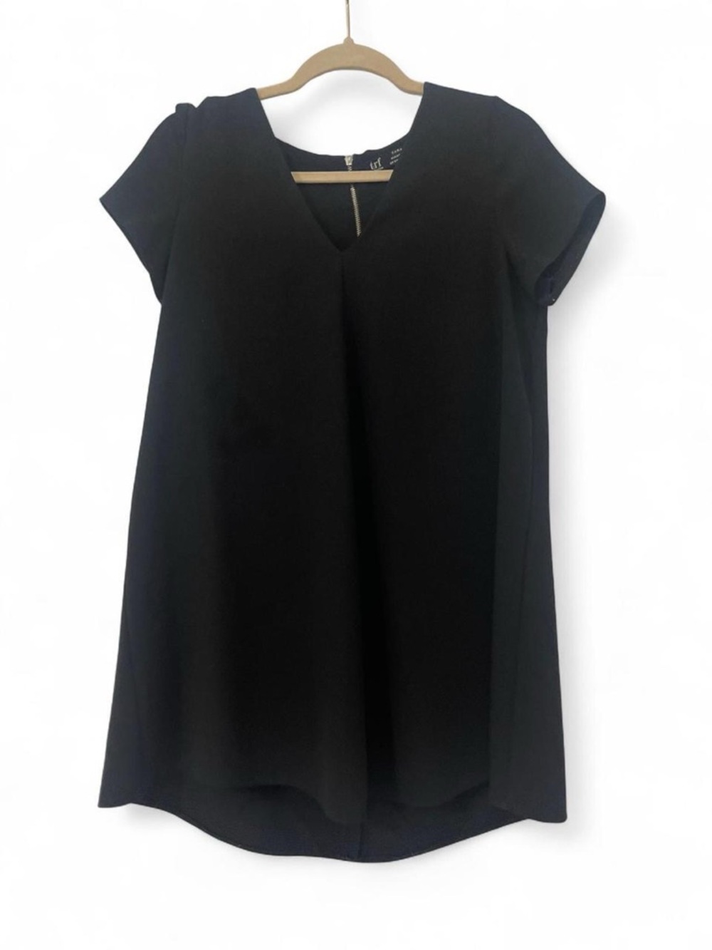 Zara Black V-Neck Short Sleeve Tunic Dress